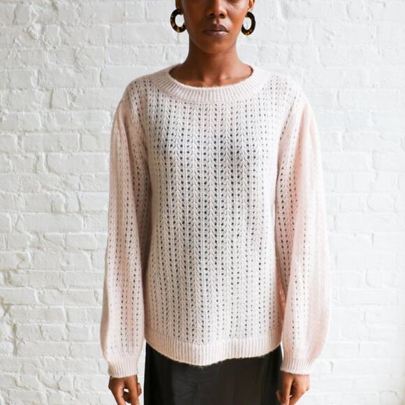 RAGDOLL LA Mohair Blend A Fuzzy Light Pink Pullover Sweater XS - Picture 2 of 8